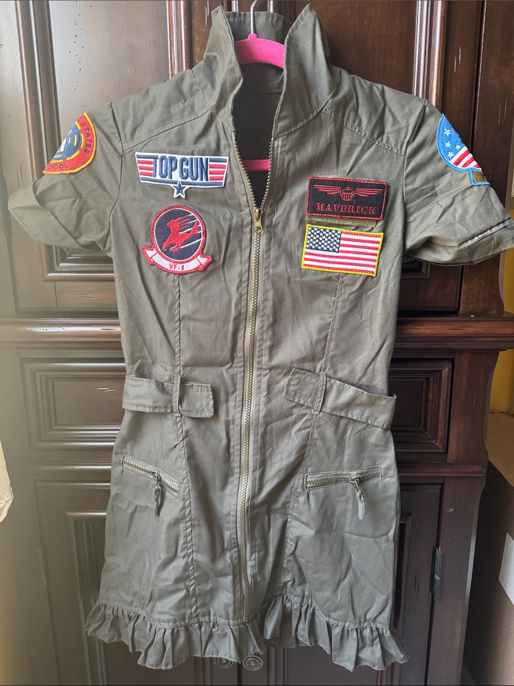 Maverick Olive Green Kids One-Piece Flight Suit
